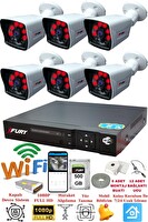 Fury 6 Kameralı 5mp Lensli 1080P 2 MP Görüntü 6 Atom Gece Görüşlü FHD Güvenlik Kamerası 5525A 500 GB