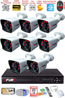 Fury 8 Kameralı 2 MP Full HD Görüntü 6 Atom Led Gece Görüşlü Dış Mekan Güvenlik Kamerası Seti 500 GB