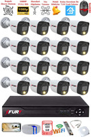 Fury 16 Kameralı 5 MP Lens 2 MP Görüntü Gece Renkli FHD Ultra Led Akıllı Güvenlik Kamerası Seti 320 GB