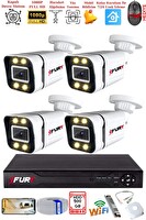 Fury 4 Kameralı 1080P Görüntü Gece Renkli Full HD 4 x Ultra LED Gece Renkli Güvenlik Kamerası Seti 500 GB