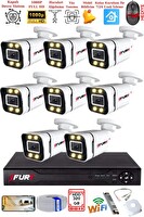 Fury 8 Kameralı 1080P Görüntü Gece Renkli Full HD 4 x Ultra LED Gece Renkli Güvenlik Kamerası Seti 320 GB