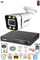 Fury 1 Kameralı FHD Gece Renkli Su Geçirmez Ultra Led Güvenlik Kamerası Seti 1 TB