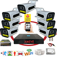 Bises 7'li Araç Yüz ve İnsan Tanımalı Hareket Algılayan 5 MP Lens 4 Warm Led Gece Renkli Gösteren Güvenlik Kamera Seti BS784W