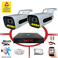 Bises 2 Kameralı Hareket Algılayan 5 MP Lens 4 Warm Led Gece Renkli Gösteren Güvenlik Kamerası Seti BS 784W