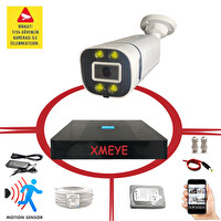 Bises 1 Kameralı Hareket Algılayan 5 MP Lens 4 Warm Led Gece Renkli Gösteren Güvenlik Kamerası Seti BS 604W