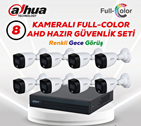 Dahua 8 Kameralı Renkli Gece Görüşlü Full HD Güvenlik Kamera Seti