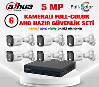 Dahua 5 MP 6 Kameralı Sesli 30 Metre Renkli Gece Görüşlü Full HD Kamera Seti