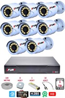 Fury 8'li Gece Renkli Görüş Güvenlik Kamerası FHD-Su Geçirmez Güvenlik Kamerası Seti 1TB
