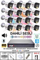 Fury 16'lı Sesli Gece Renkli Görüş Güvenlik Kamerası Su Geçirmez Güvenlik Kamerası Seti 500GB