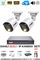 Fury 2 Kameralı Sesli 4mp Gece Renkli Su Geçirmez IP Güvenlik Kamera Seti IP5515S 500GB