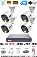 Fury 4 Kameralı Sesli 4mp Gece Renkli Su Geçirmez IP Güvenlik Kamera Seti IP5515S 320GB