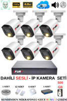 Fury 6 Kameralı Sesli 4 MP Gece Renkli Su Geçirmez IP5515S 500 GB IP Güvenlik Kamera Seti