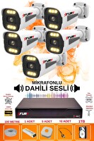 Fury 5 Kameralı Sesli 6 Warm Led Gece Renkli Görüş Su Geçirmez Güvenlik Kamerası Seti 1TB