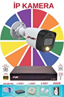 Fury 1 Kameralı Sesli 4mp Gece Renkli Su Geçirmez 5515S IP Güvenlik Kamera Seti 250GB