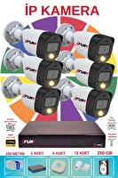 Fury 6 Kameralı Sesli 4mp Gece Renkli Su Geçirmez IP Güvenlik Kamera Seti 5515S 250GB