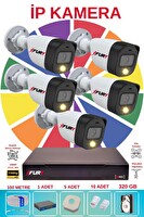 Fury 5 Kameralı Sesli 4mp Gece Renkli Su Geçirmez IP Güvenlik Kamera Seti 5515S 320GB
