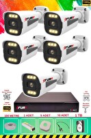 Fury 5 Kameralı 6 Warm Led Gece Renkli Görüş-Cepten İzle-Su Geçirmez Güvenlik Kamera Seti 1TB