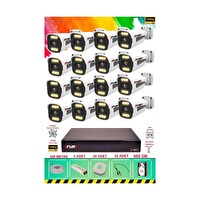 Fury 16 Kameralı 6 Warm Led Gece Renkli Görüş Cepten İzle Su Geçirmez Güvenlik Kamerası Seti 500 GB