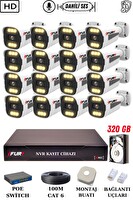 Fury 16 Kameralı Sesli 4mp Gece Renkli Su Geçirmez IP Güvenlik Kamerası Seti 1506s 320GB