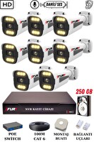 Fury 8 Kameralı Sesli 4mp Gece Renkli Su Geçirmez IP Güvenlik Kamerası Seti 1506s 250GB