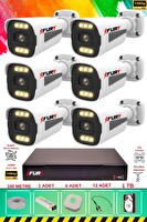 Fury 6 Kameralı 6 Warm Led Gece Renkli Görüş-Cepten İzle-Su Geçirmez Güvenlik Kamera Seti 1TB