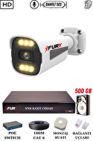 Fury 1 Kameralı Sesli 4 MP Gece Renkli Su Geçirmez IP Güvenlik Kamerası Seti 1506s 500GB