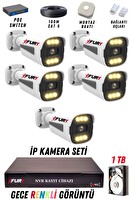 Fury 5 Kameralı 4 MP Gece Renkli Su Geçirmez IP Güvenlik Kamerası Seti 1506 1TB