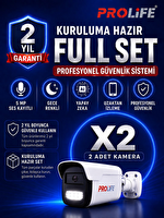 Prolife 2 Li Sesli Güvenlik Kamerası 5 Mp Gece Renkli Yüz Ve Araç Tanımalı Full Hd Kamera Sistemi