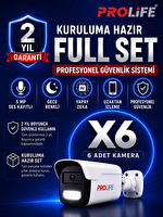 Prolife 6 LI Sesli Güvenlik Kamerası 5 Mp Gece Renkli Yüz Ve Araç Tanımalı Full Hd Kamera Sistemi