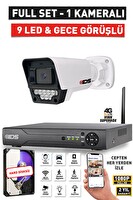 IDS 1 Kameralı Full HD 1080P 5MP Lensli 9 LED Gece Görüşlü Güvenlik Kamerası Seti Hard Disksiz