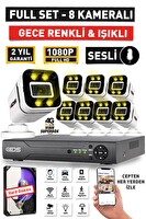 IDS Sesli 8 Kameralı Full HD Gece Renkli ve Işıklı Güvenlik Kamerası Seti Hard Disksiz