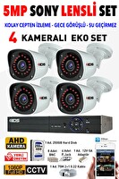 IDS 4 Kameralı Sony Lensli Full HD Gece Görüşlü Güvenlik Kamerası Seti Cepten İzleme 1080P