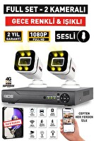 IDS Sesli 2 Kameralı Full HD Gece Renkli ve Işıklı Güvenlik Kamerası - Kamera Seti Hard Disksiz