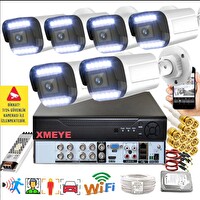 Bises 6'lı Araç İnsan Yüz Tanımalı Hareket Algılayan 5 MP Lens 12 Warm Led Gece Renkli Kamera Seti 3312W