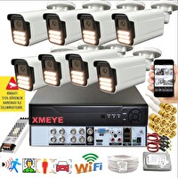 Bises 8'li Araç İnsan Yüz Tanımalı Hareket Algılayan 5 MP Lens 15 Warm Led Gece Renkli Kamera Seti 5915W