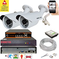 Bises 2'li Yapay Zeka Destekli 5 MP 1940P Görüntü POE Bağlantılı 48 Ir Led Gece Görüş IP Kamera Seti 748POE