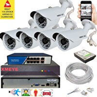 Bises 5'li Yapay Zeka Destekli 5 MP 1940P Görüntü POE Bağlantılı 48 Ir Led Gece Görüş IP Kamera Seti 748POE