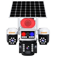 Avenir AV-S264W Beyaz 3 Kameralı 6MP Güneş Panelli Solar Wifi PTZ Kamera