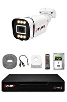 Fury 1 Kameralı 5MP Lens 1080P 6 Warm LED Renkli Gece Görüşlü Güvenlik Kamera Sistemi 1TB 1606