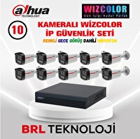 Dahua 10 Kameralı 4 MP WizColor Dahili Mikrofonlu İp Güvenlik Kamera Seti