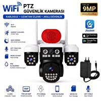 Bises 9 MP Wi-Fi PTZ 3 Lensli Çakar Flaşörlü - 12V Adaptör Dahil Dış Mekan Akıllı Güvenlik Kamerası WİFİ_BS_W3
