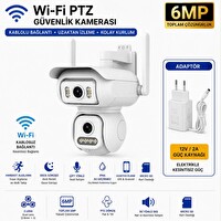 Bises 6 MP Wi-Fi PTZ Çift Lensli 12 V Adaptör Dahil Dış Mekan Akıllı Güvenlik Kamerası WİFİ_BS_W2