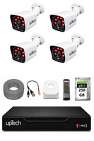 Uptech 4 Kameralı Güvenlik Kamera Seti 2MP 1080P Full HD 6 Atom LED Gece Görüşlü 250 GB HDD 5525