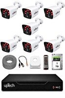 Uptech 7 Kameralı Güvenlik Kamera Seti 2MP 1080P Full HD 6 Atom LED Gece Görüşlü 1 TB HDD 5525
