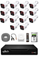 Uptech 14 Kameralı Güvenlik Kamera Seti 2MP 1080P Full HD 6 Atom LED Gece Görüşlü 500GB HDD 5525