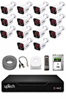 Uptech 14 Kameralı Güvenlik Kamera Seti 2MP 1080P Full HD 6 Atom LED Gece Görüşlü 1 TB HDD 5525