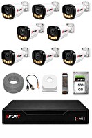 Fury 8 Kameralı Güvenlik Kamera Seti 4 Warm LED Gece Renkli Görüş 500 GB HDD