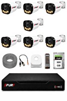 Fury 7 Kameralı Güvenlik Kamera Seti 4 Warm LED Gece Renkli Görüş 500 GB HDD