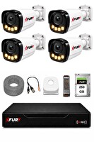 Fury 4 Kameralı Güvenlik Kamera Seti 4 Warm LED Gece Renkli Görüş 250 GB HDD