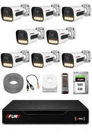 Fury 8 Kameralı Güvenlik Kamera Seti 4 Warm LED Gece Renkli Görüş 500 GB HDD 5500